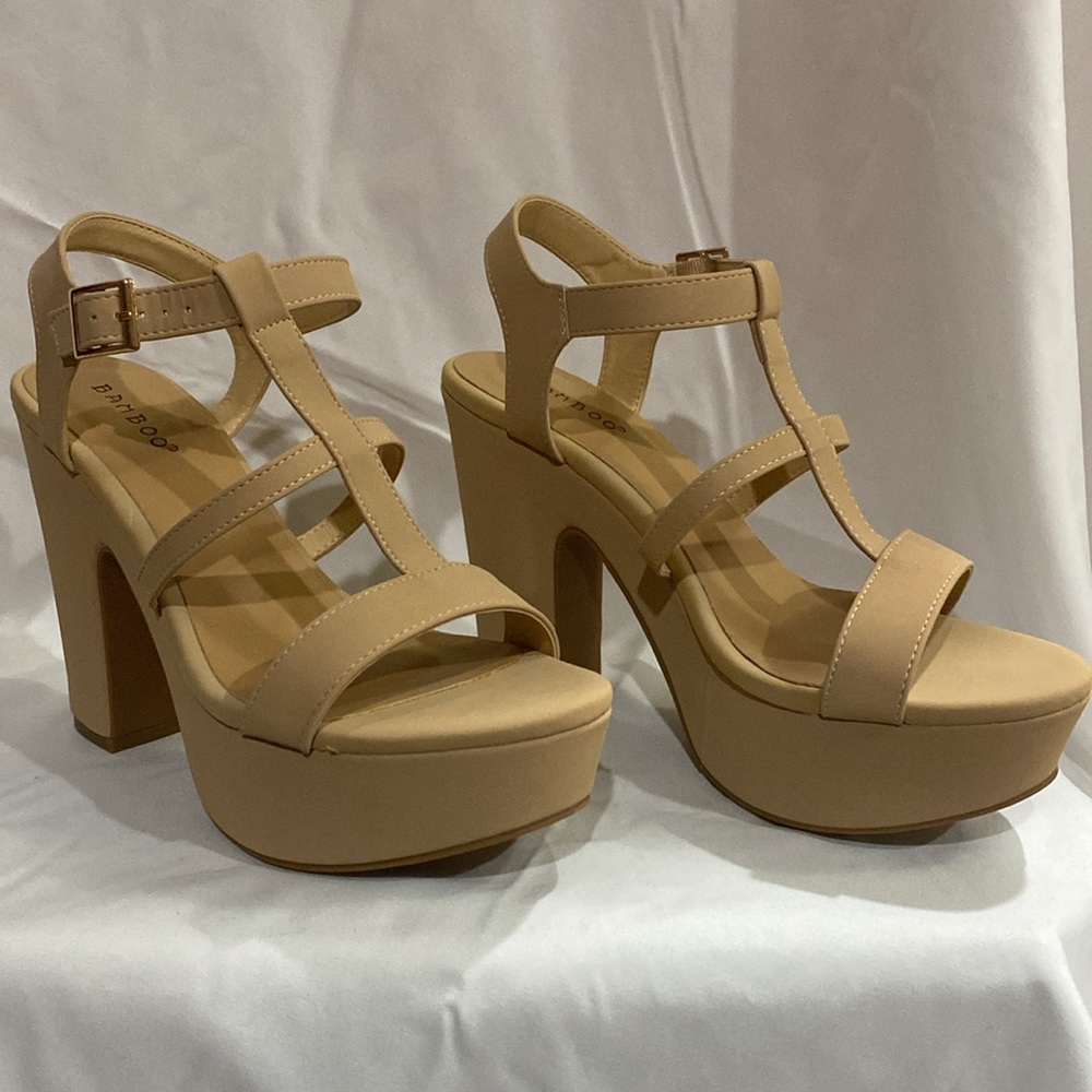 Brand new!! Bamboo Nude velvet  8.5 4inch sandal heel